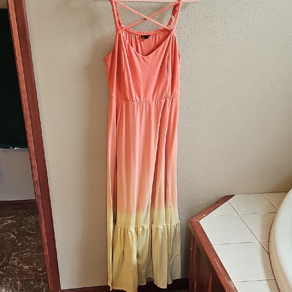 Torrid Coral and Yellow Ombre Maxi Dress